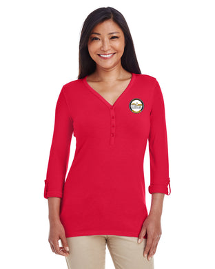 CLEARANCE Alpha Homes - Ladies' Perfect Fit™ Y-Placket Convertible Sleeve Knit Top